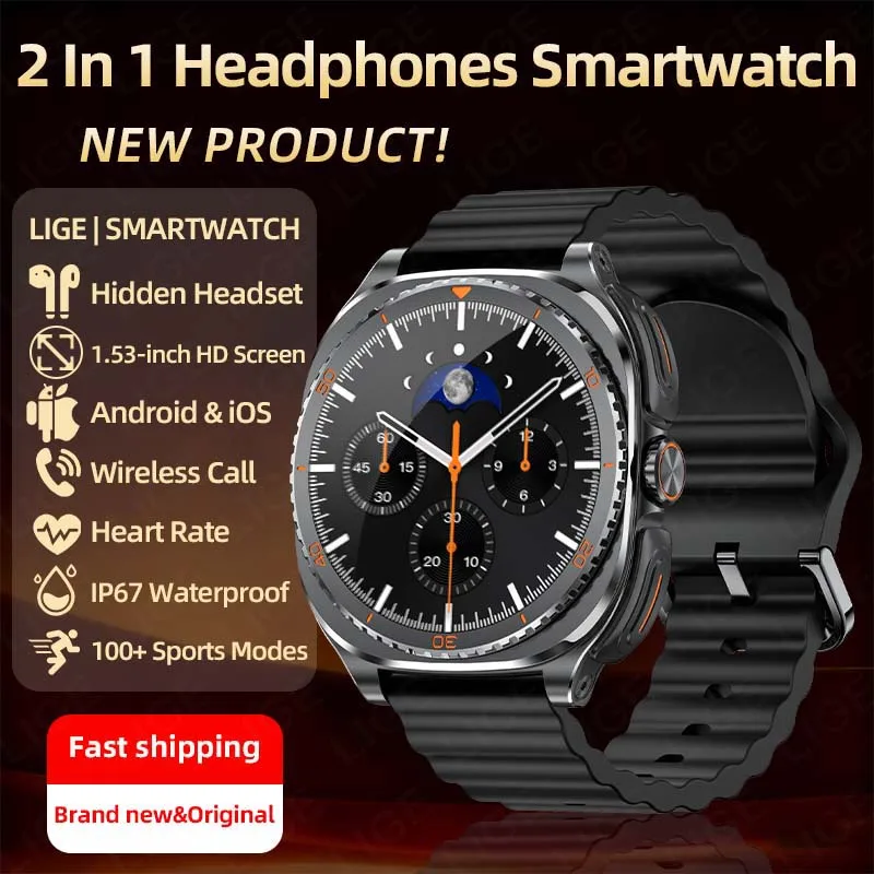 

New SmartWatch IP68 Waterproof TWS Bluetooth Earphones 2-in-1 Upgraded Bluetooth Call Smart Watch For Men Women Sport Smartwatch