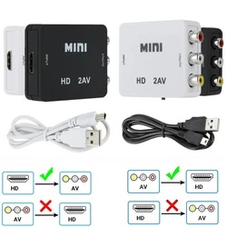 HDMI-compatible to RCA AV Converter AV/CVSB L/R Video Box HD 1080P 1920*1080 AV2HDMI Support NTSC PAL Output AV To HDMI Adapter