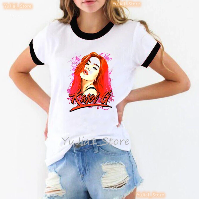 Karol G Bichota And Heart Tattoo Graphic Print T Shirt Women'S Clothing Funny Fashion Tshirt Girls Harajuku Shirt Summer Tops