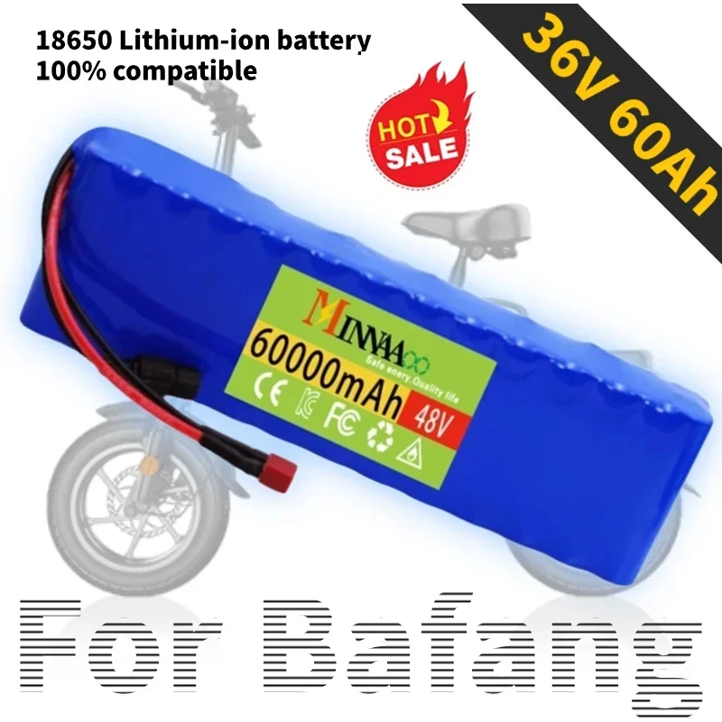 

NEW rechargeable 13S2P 48v 60Ah 18650 Li-ion Battery packs For Bafang Electric Bike Retrofit Kit 1000w 54.6V 2A Charger + T Plug