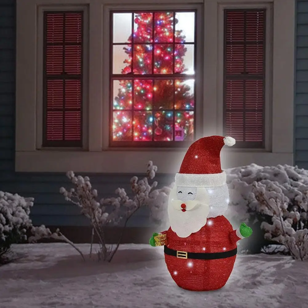 

Easy Installation Christmas Yard Art Festive Christmas Decorations Metal Frame Snowman Penguin Santa Claus with Led for Indoor