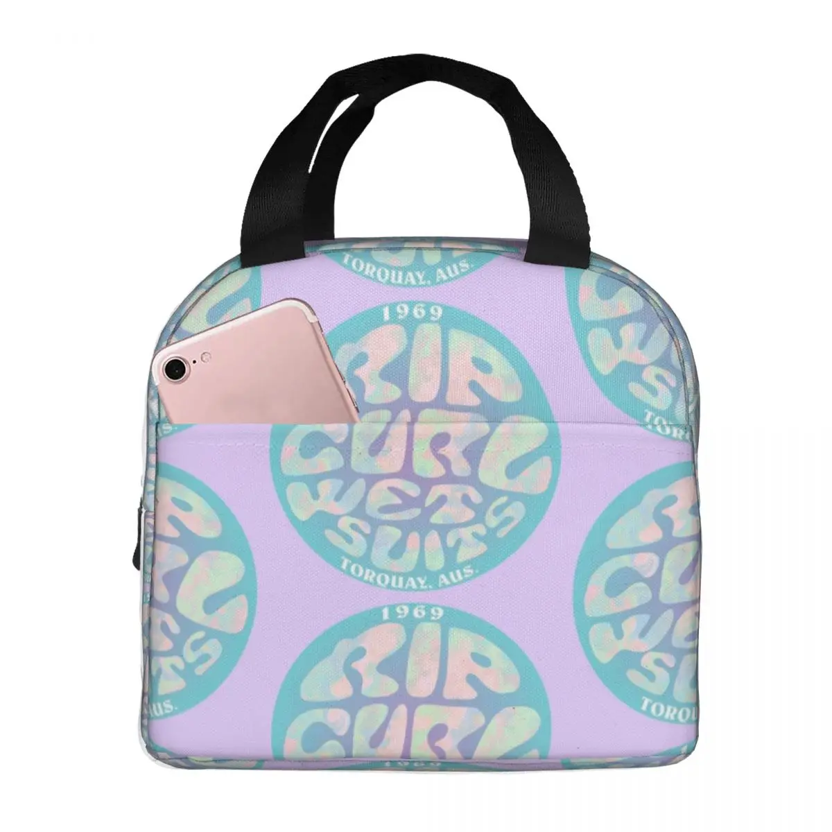 Tie Dye Rip Curl Design Lunch Bags Insulated Bento Box Portable Lunch Tote Leakproof Cooler Thermal Bag for Woman Kids School