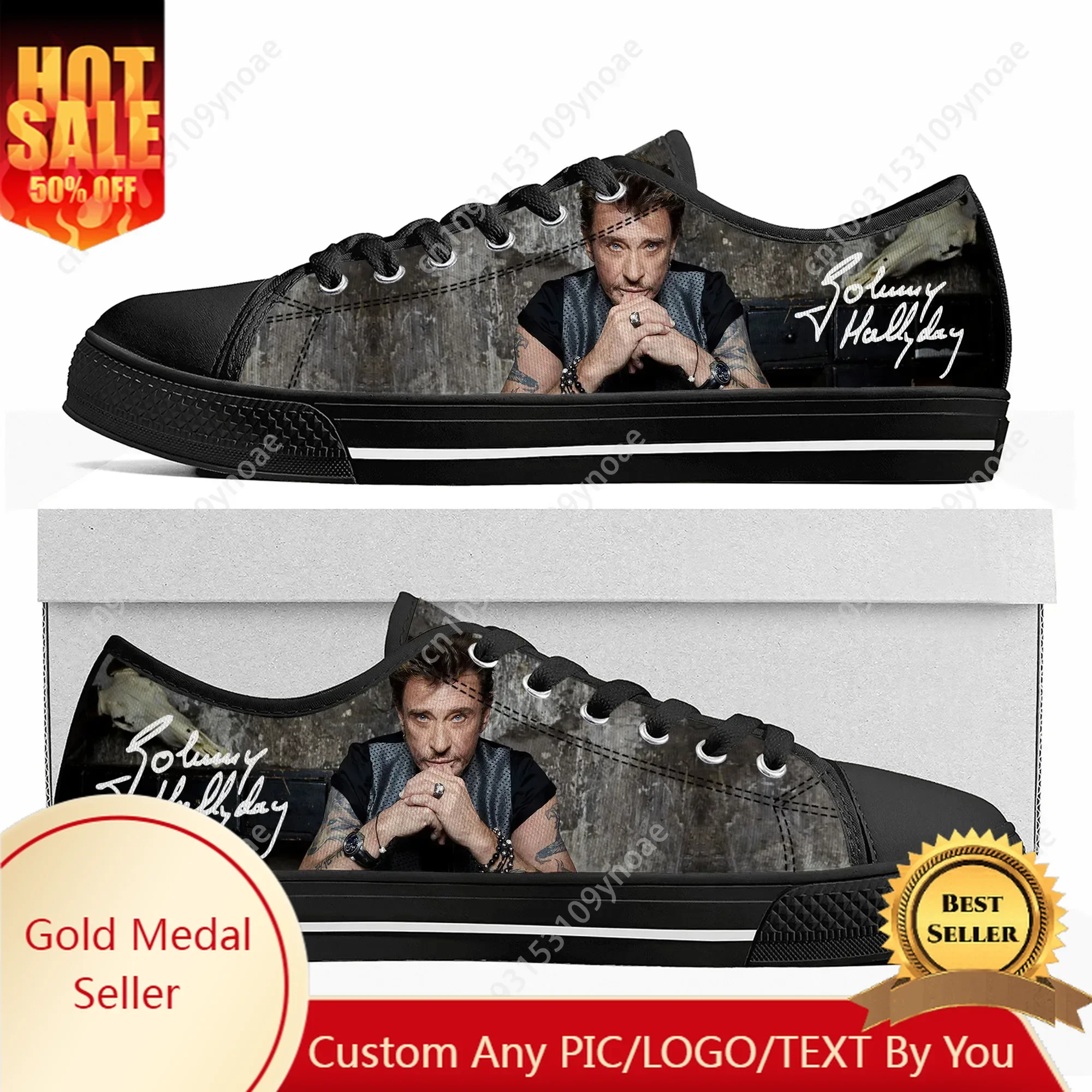 

Johnny Hallyday Rock Singer Low Top High Quality Sneakers Mens Women Teenager Canvas Sneaker Casual Couple Shoes Custom Shoe