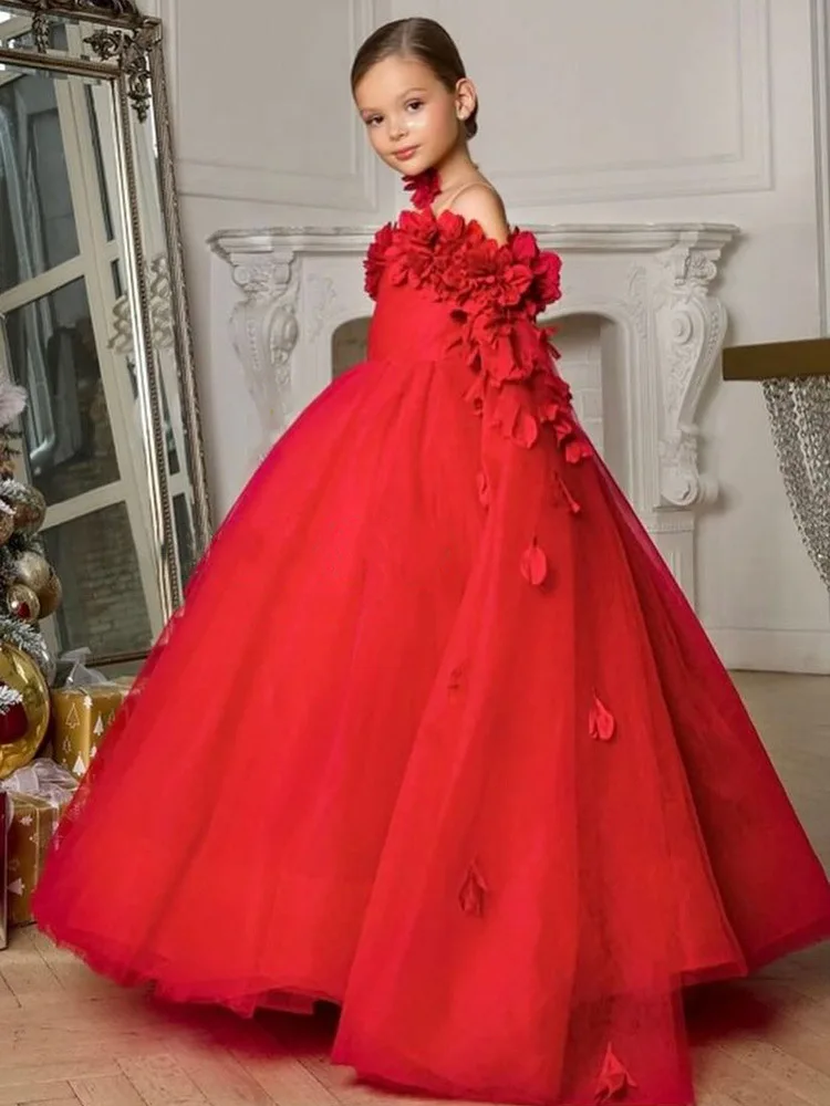 Bebé niños princesa tul plisado Teired vestido de niña de las flores niños vestido de primera comunión vestido de baile vestido de fiesta de boda cumpleaños