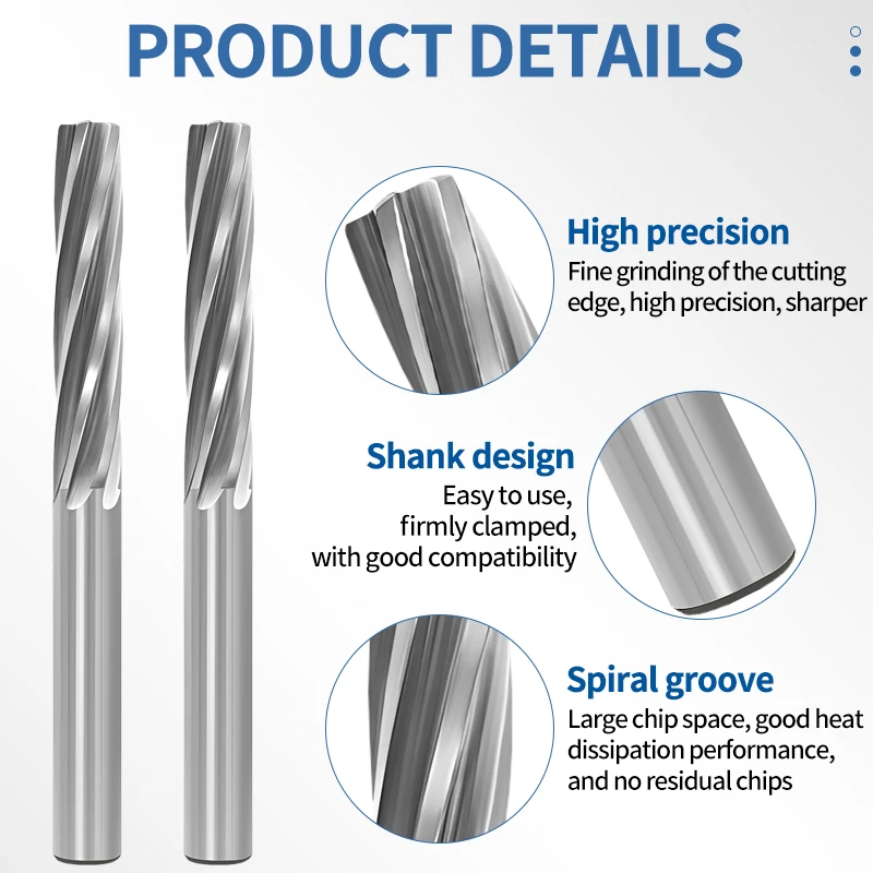 Alesatore per macchina in metallo duro UFS TAP 1.91-3.82 Due posti decimali Flauto a spirale Tolleranza non rivestita Mandrino Taglierina per metallo CNC