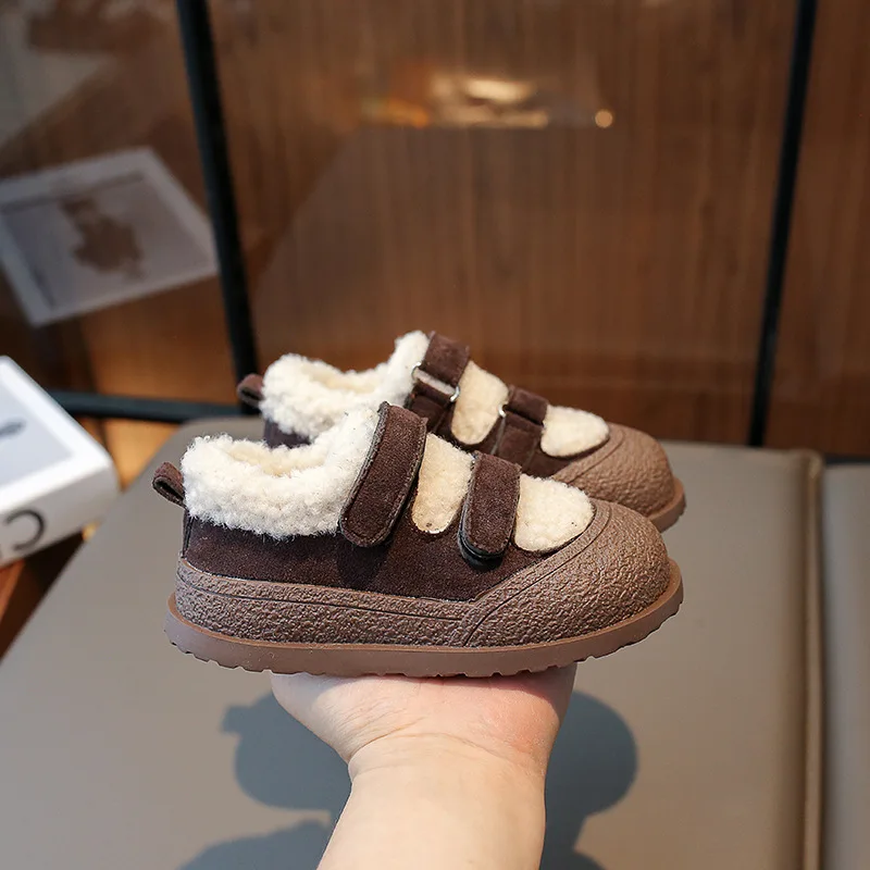 New Korean Style Children\'s Cotton Shoes Kids Winter Warm Plush Shoes Fashion Soft Bottom Toddlers Casual Shoes for Boys Girls