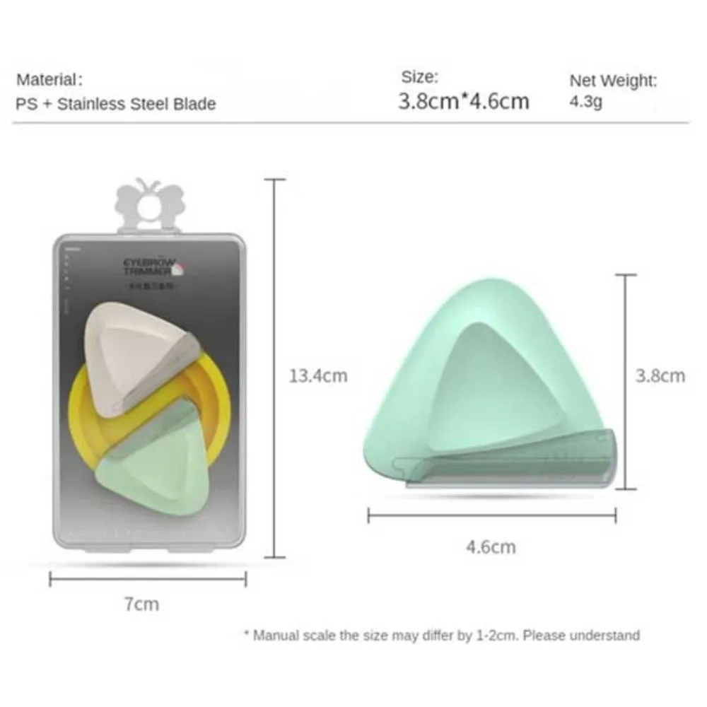 Rasoio per sopracciglia 2 pezzi - Coltello da barba triangolare per viso e sopracciglia - Taglio indolore sicuro e portatile (colore casuale)