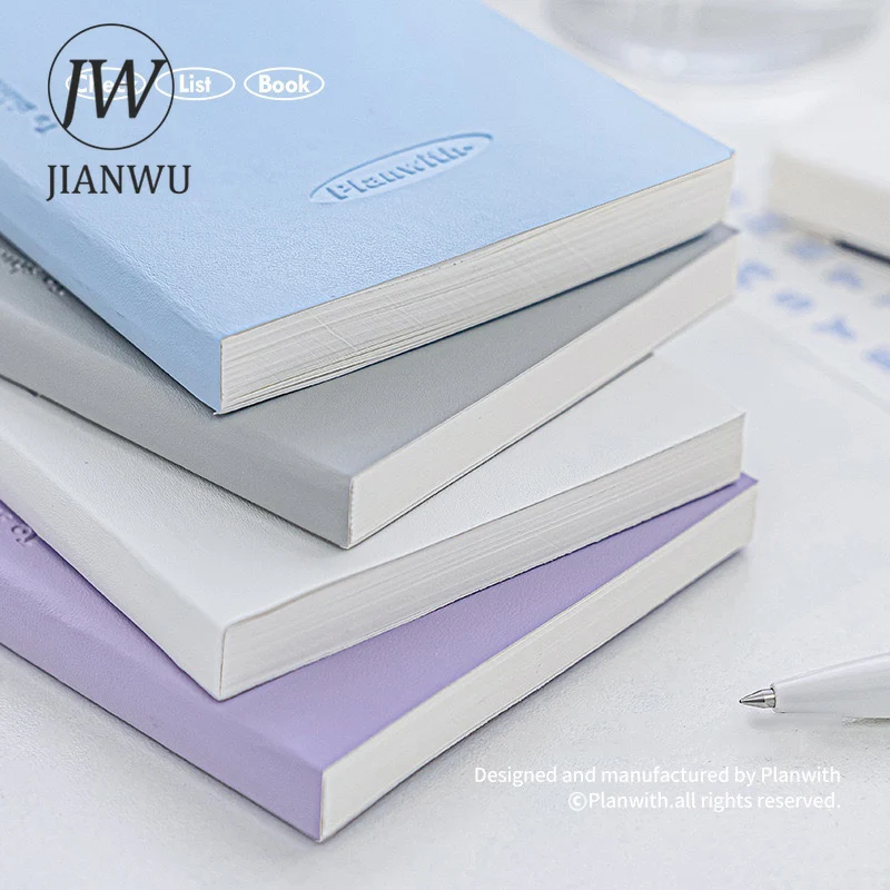 JIANWU 80 Sheets/book Simple PU Embossed Cover Notebook Creative DIY Student Supplies Stationery