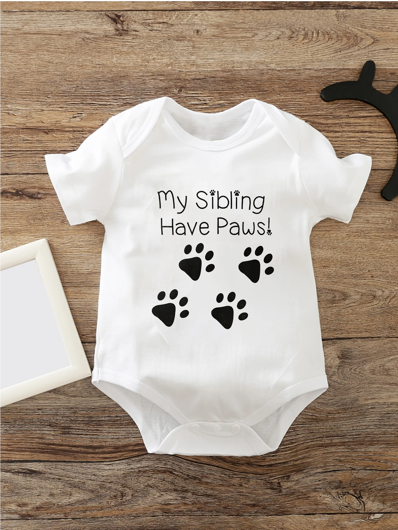 Four Seasons Infant Bodysuit Kawaii Print Minimalist My Sibling Have Paws! Letter 100Cotton 0-24m Comfy Baby Girl Boy Jumpsuit