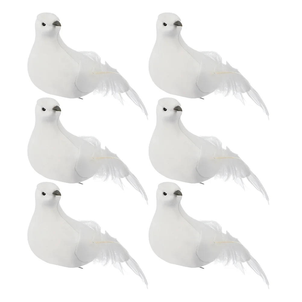 

6Pcs Artificial Dove Birds White Lifelike Clip on Ornaments Wedding Party Christmas Tree Decoration Dove Bird Decor