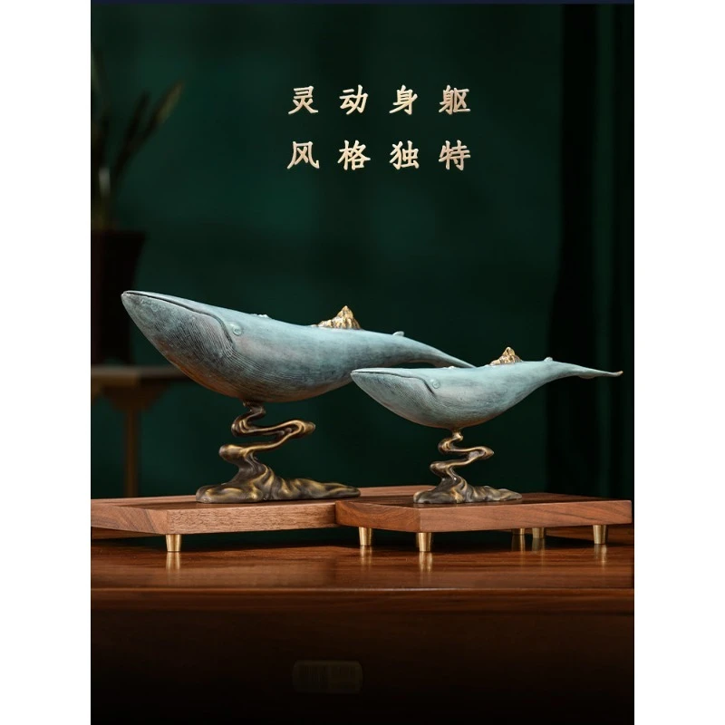 Whale brass ornament office wine cabinet desktop craft decoration housewarming opening gift