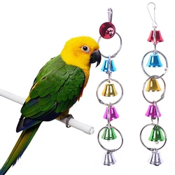 Parrot Hanging Bell Collar Toy Bird Toys Parrot Metal Bell Toy Colorful Parrot Cage Bell Swing For Home petsBird Supplies
