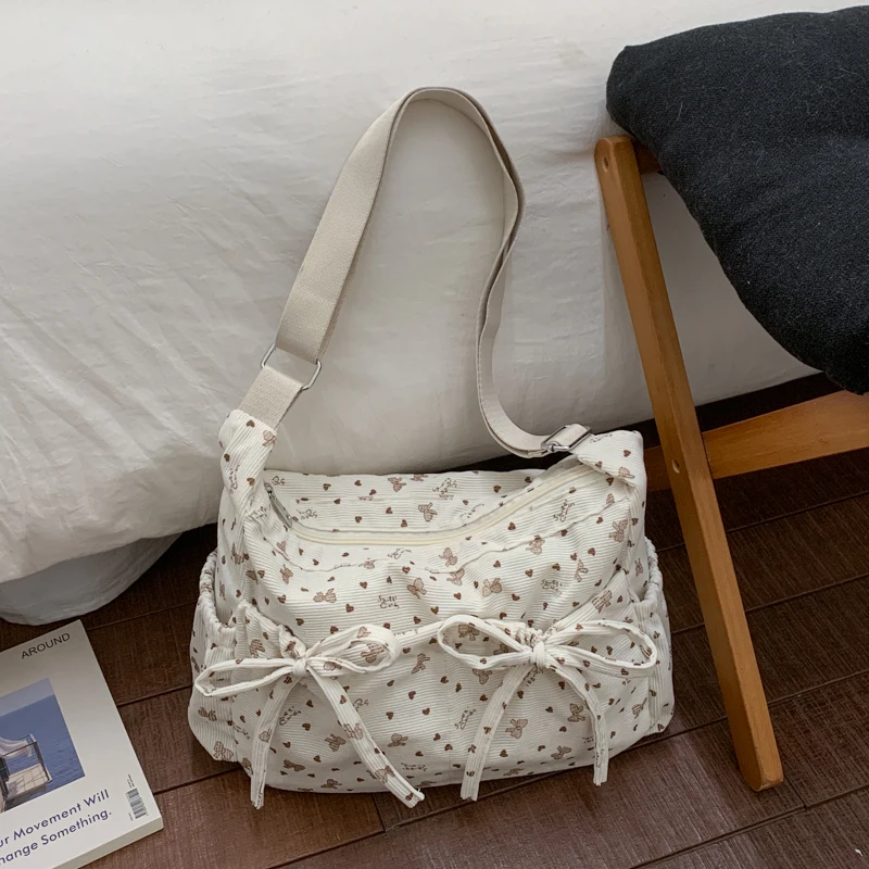 Fashion Zipper Corduroy Soft Sewing Thread Shoulder Bags 2026 High Quality Large Capacity Casaul Youth Women's Crossbody Bags