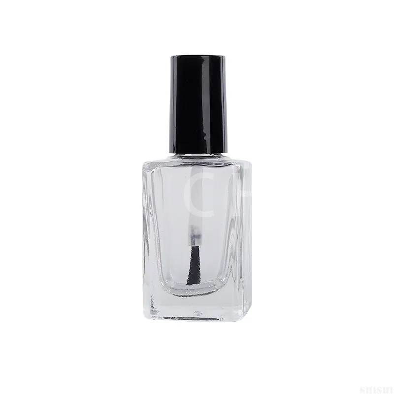 Frasco de vidro vazio para esmalte de unhas, recipiente de gel transparente portátil, caixa de armazenamento, quadrado, redondo, pincel de tubo de maquiagem 2ml 5ml 10ml 15ml