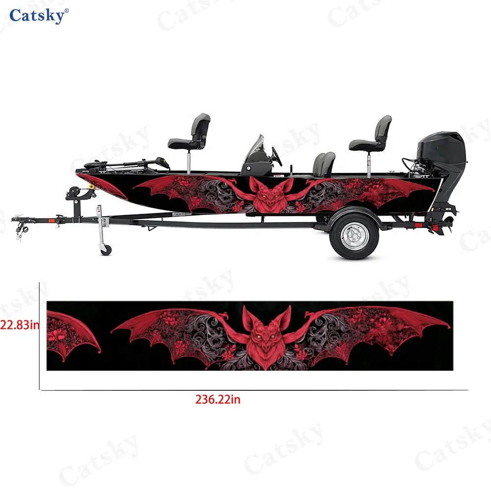 الأحمر الخفافيش القوطية الفن الرعب خاص غامض قارب ملصق الفينيل السفينة عائم سطح السفينة قارب الصيد الزخرفية عائم قوارب مائي