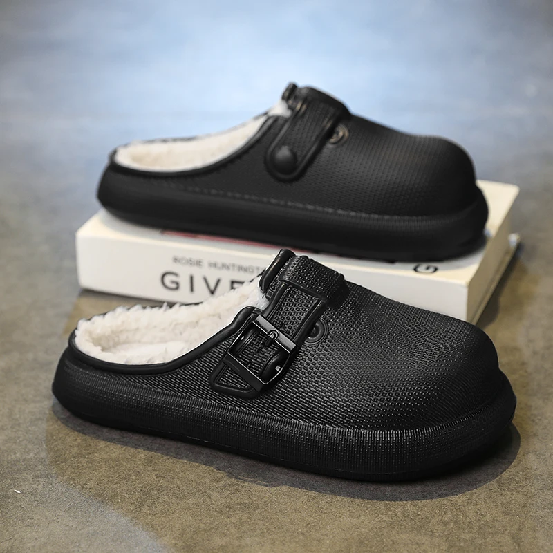 

Thick Sole Home Indoor Outside Men And Women Couples waterproof Winter Household Warm Fluffy Slippers Plush Cotton Shoes Ladies