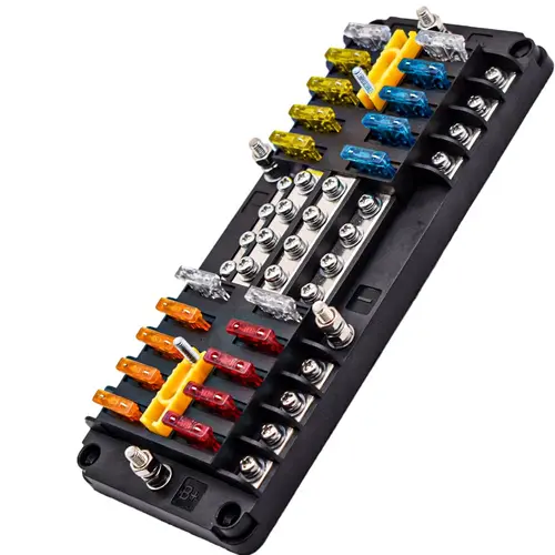 Caja de fusibles de hoja impermeable de 12/16/20 vías, portafusibles de circuito de bloque de cables con autobús negativo para coche, camión, barco, RV marino, 12V, 36V, 24V