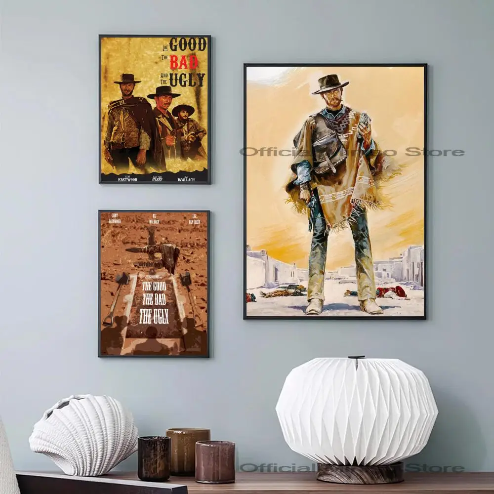 1pc Vintage The Good The Bad And The Ugly Poster Self-adhesive Art Waterproof Paper Sticker Coffee House Bar Room Wall Decor