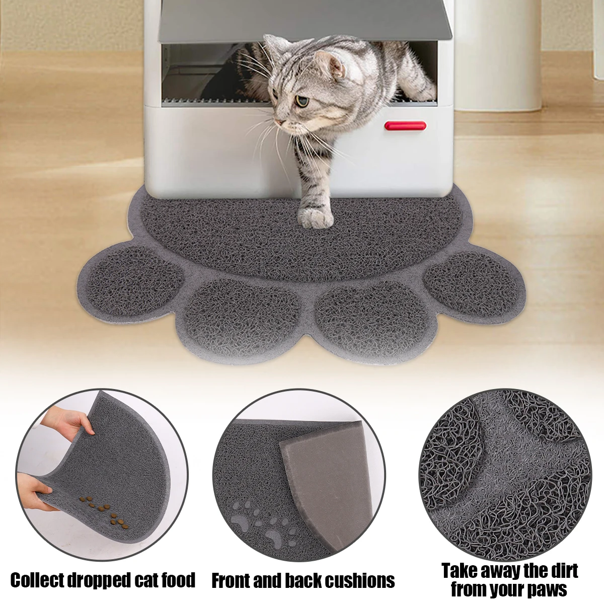 A cat claw shape waterproof pet cat and dog feeding mat, non-slip cat food mat, dog water bowl mat for indoor use