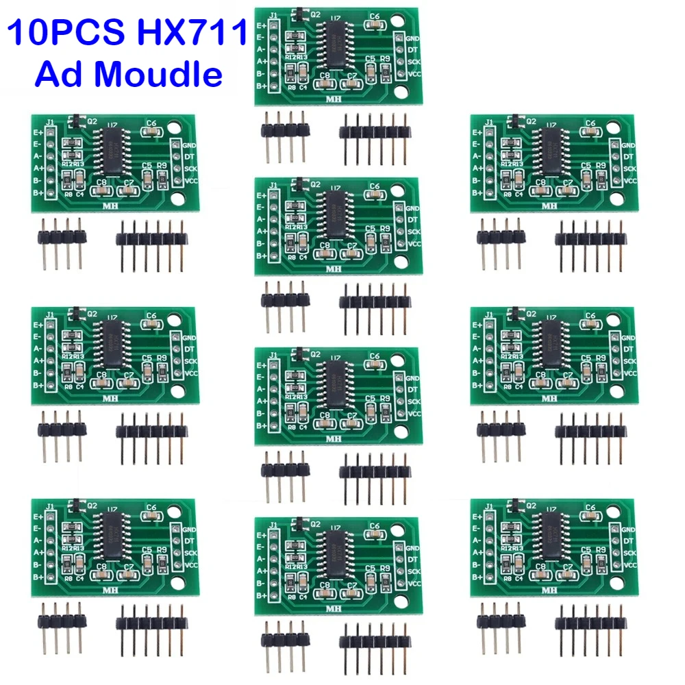10PCS HX711 Ad Moudle Weighing Pressure Sensor Dual-Channel 24 Bit Precision Load Cell Amplifier Green PCB for Arduino