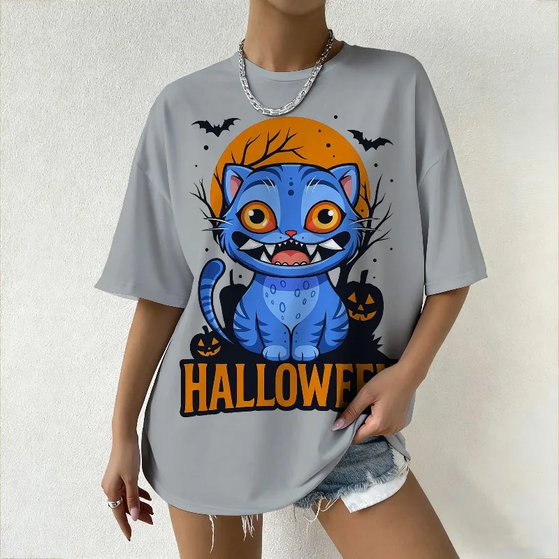 

Женская летняя футболка KPop Demon Hunters Derpy Tiger с рисунком, милый принт на Хэллоуин для уличной вечеринки и повседневного повседневного стиля, топ Y2k