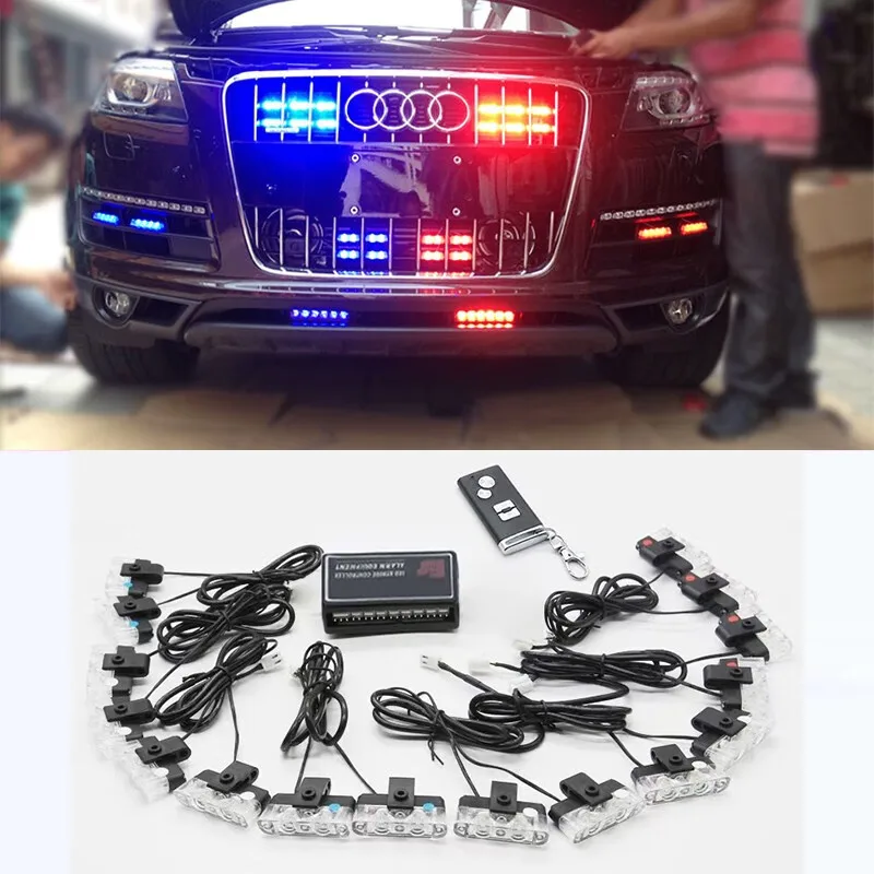 Car LED high brightness and strong light wireless medium network explosion warning light high beam counterattack light