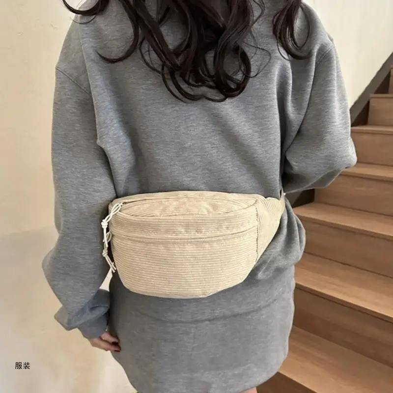 D0UD กระเป๋าสะพายข้างคาดเอวสำหรับวัยรุ่นผู้ใหญ่ Corduroy Fanny Pack ความจุขนาดใหญ่