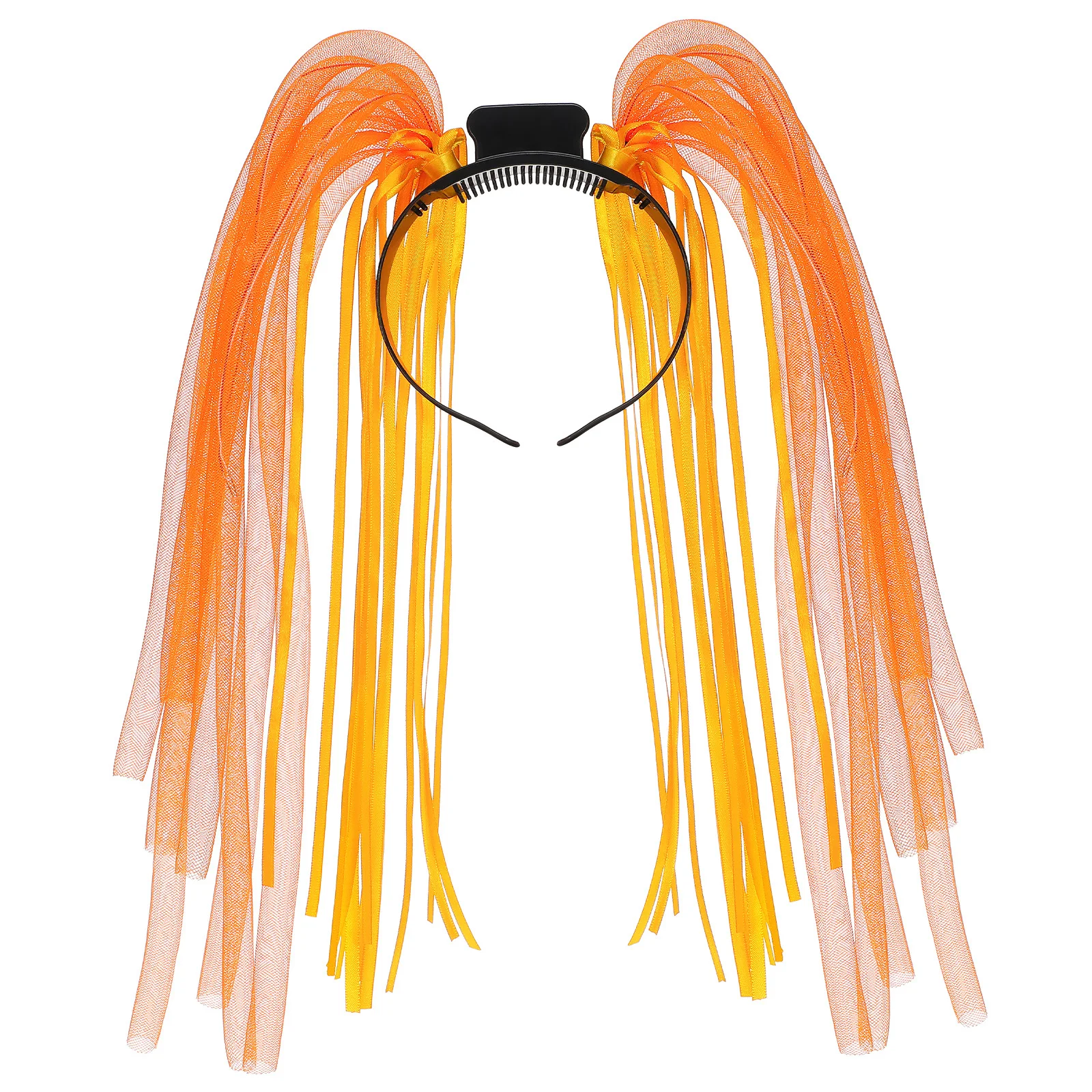 

1pc Luminous Tube Flashing Led Headband Hair Extensions With 6+9 Lights Clip-On Orange For Halloween Party Night Events Festival