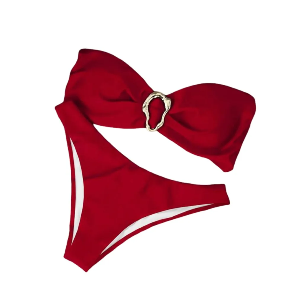 2Pcs/Set Fashion Summer Beach Bikini Bandeau Casual Bikini Set Bathing Suit Push-Up Beachwear Vacation