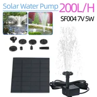 SF004 200L/H DIY Solar Powered Water Fountain Pump 5W 7V PET Solar Panel Kit with 6 Nozzles for Outdoor Fish Tank Aquarium