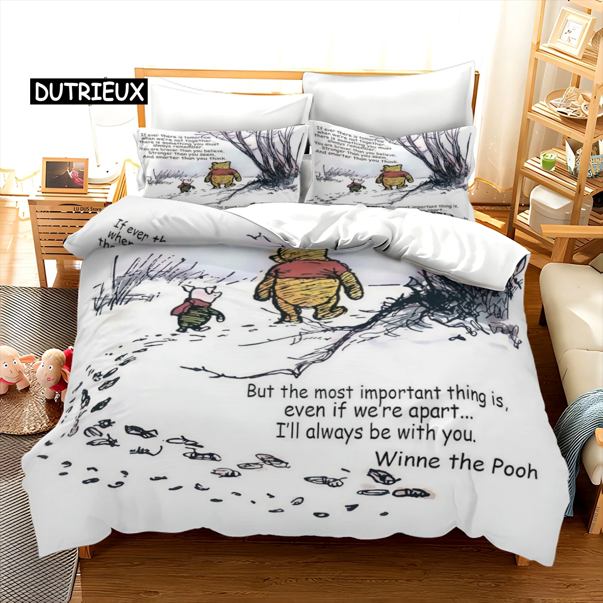 Winnie the Pooh Duvet Cover Set Comforter Single Twin Full Queen Size 3d Kids Girl Boys Gift Anime Bedding Sets