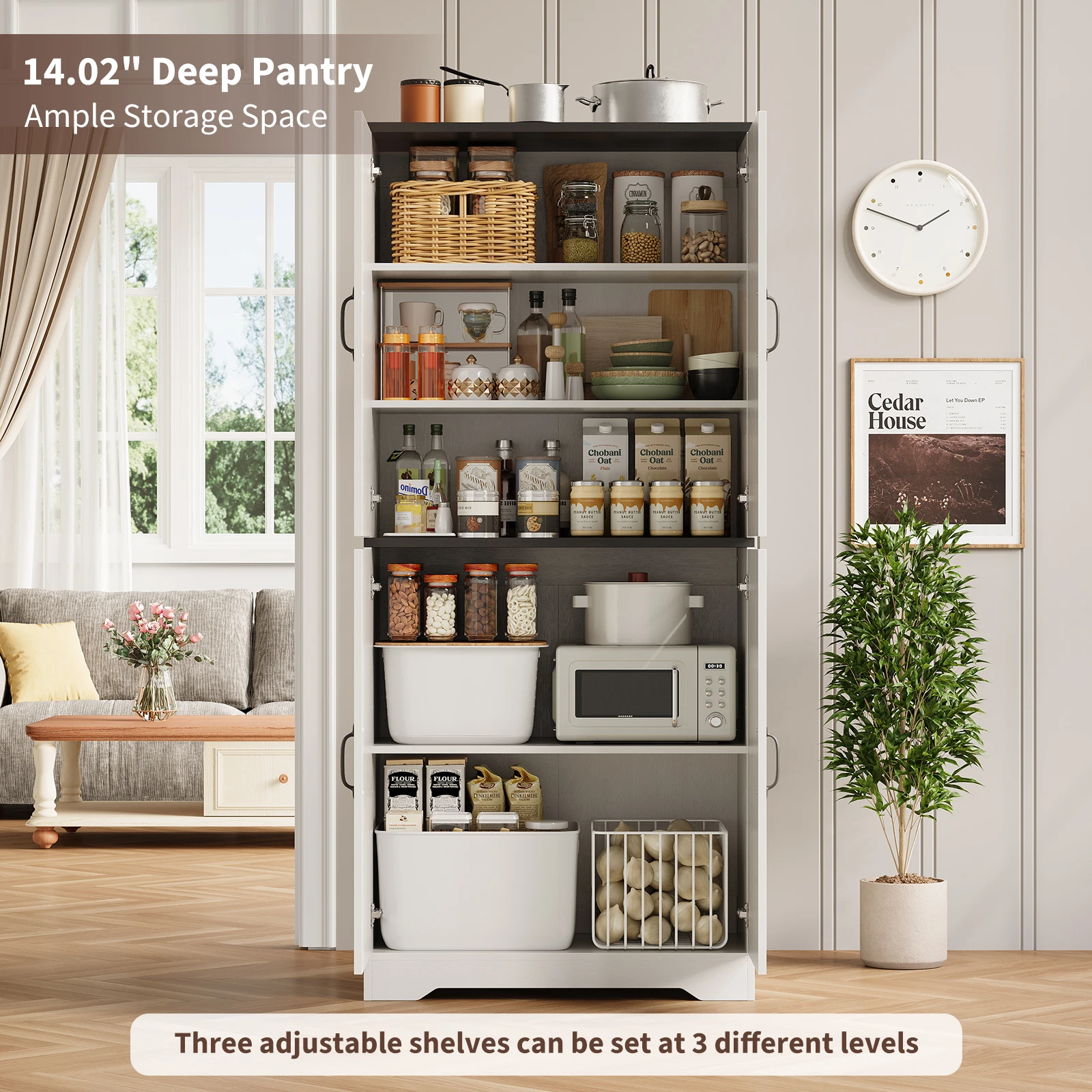 Farmhouse Freestanding Kitchen Pantry Cabinet – 70