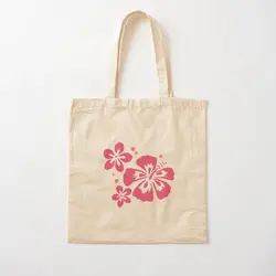 Hibiscus Coconut Girl Cotton  Canvas Bag Designer Grocery Shopper Fabric Ladies Shoulder Bag Unisex Fashion Travel Women Printed