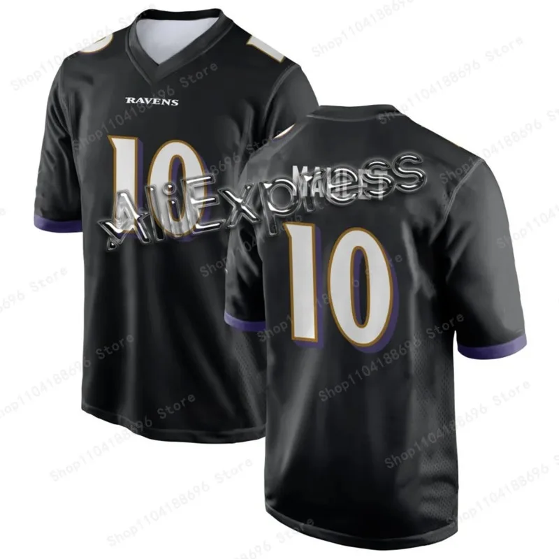 Men's Short Sleeve Ravens #8 Lamar Jackson #22 Derrick Henry Rugby Jersey 3D Printed Breathable Comfort V-Neck Short Sleeve