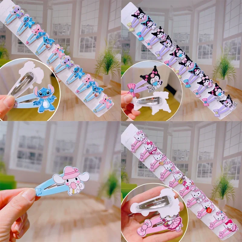 Cute Stitch Bobby Pin Small Hairpin Cartoon Broken Hair Bangs Clip Sanrio Hello Kitty Kuromi Hair Clips  Accesorios for Gifts