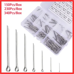 150/230/340PCS Stainless steel cotter pin kit,304 Stainless Steel Split Pin Assortment Kit +Box M1 M1.6 M2 M2.5 M3 M3.2 M4 M5