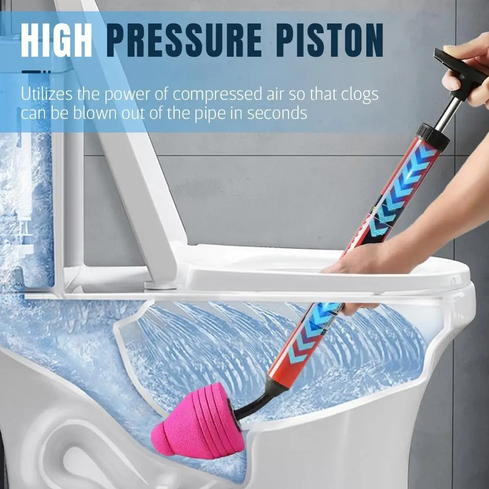 

2 PCS High-Pressure Air Drain Blaster for Toilet and Sink – Ergonomic Handle, Portable Plunger for Camping, Home Bathroom, and