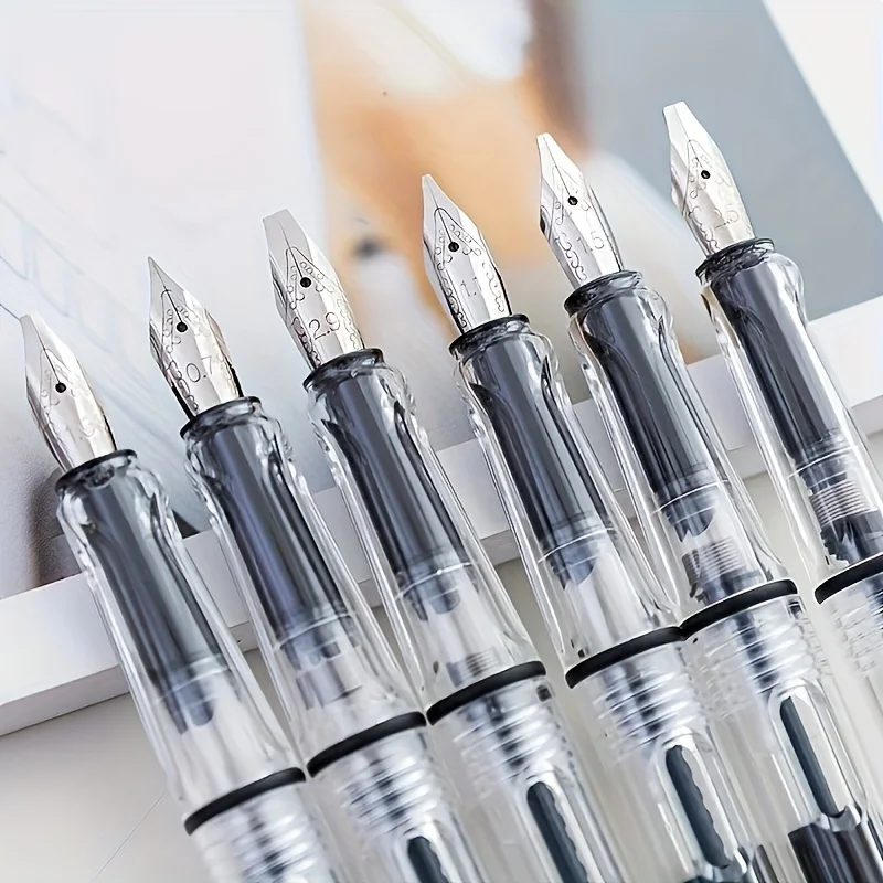 

6pcs Calligraphy Parallel Pen Art Flat Tip Tibetan Arabic Fountain Pen Writing Pen For Gothic Letter Caligraphy Stationery& Ink