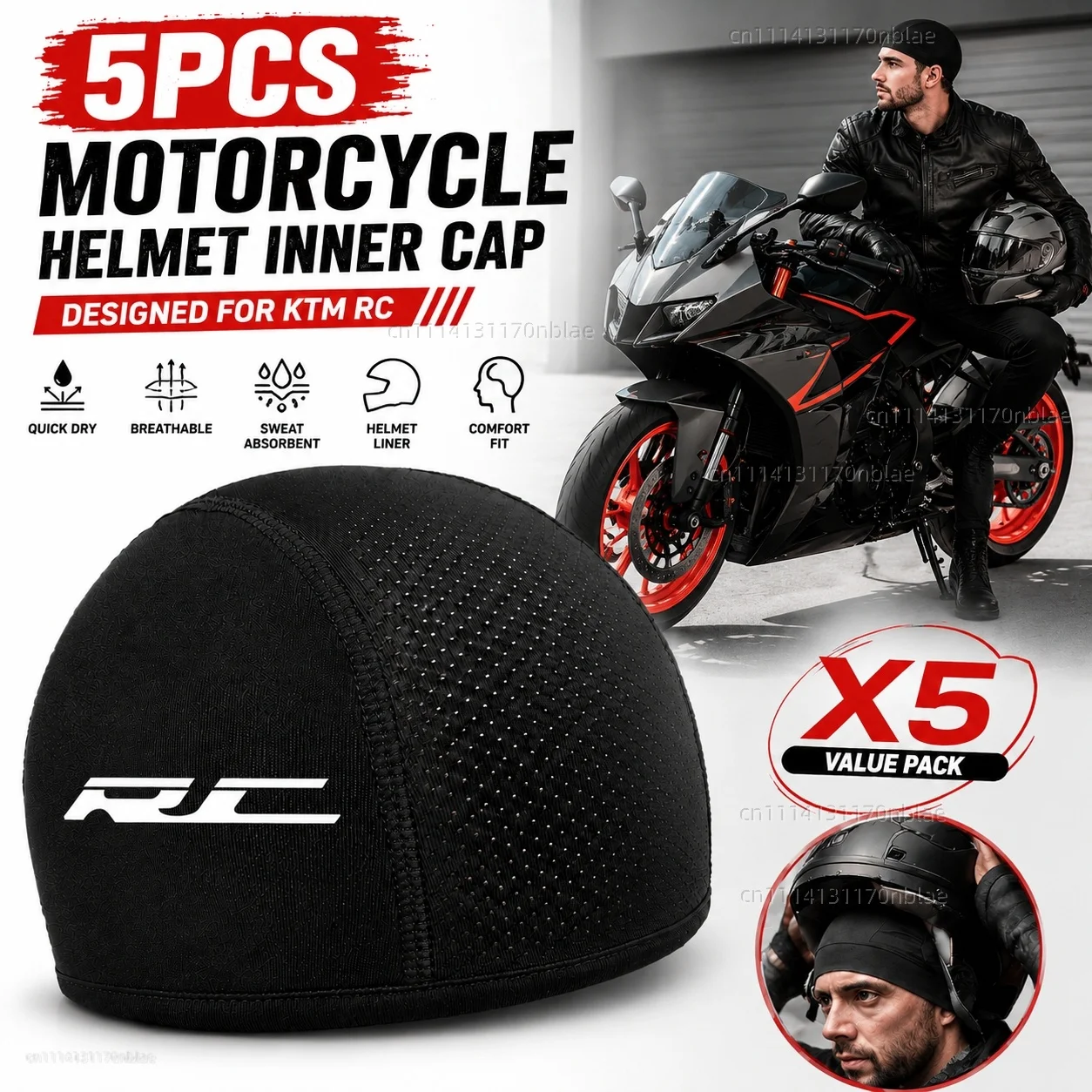 5pcs Motorcycle Helmet Inner Cap Hat Quick Dry Breathable Hat Racing Cap X5 For KTM RC 125 200 250 390 rc390 2014 2015 2016-2018