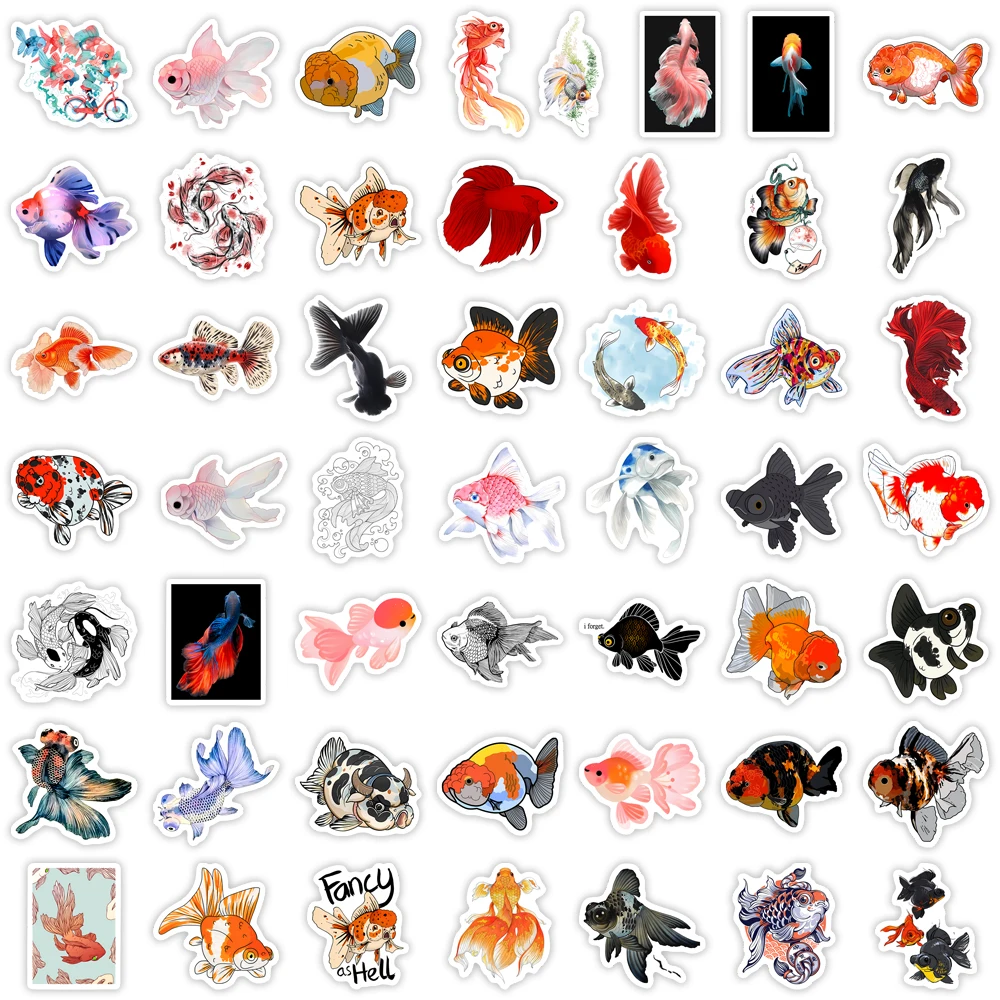 Kawaii Cute Fish Stickers for Child Cartoon Goldfish Decals Aquatic Animal Childs Toys for Laptop Phone Suitcase Waterproof PVC