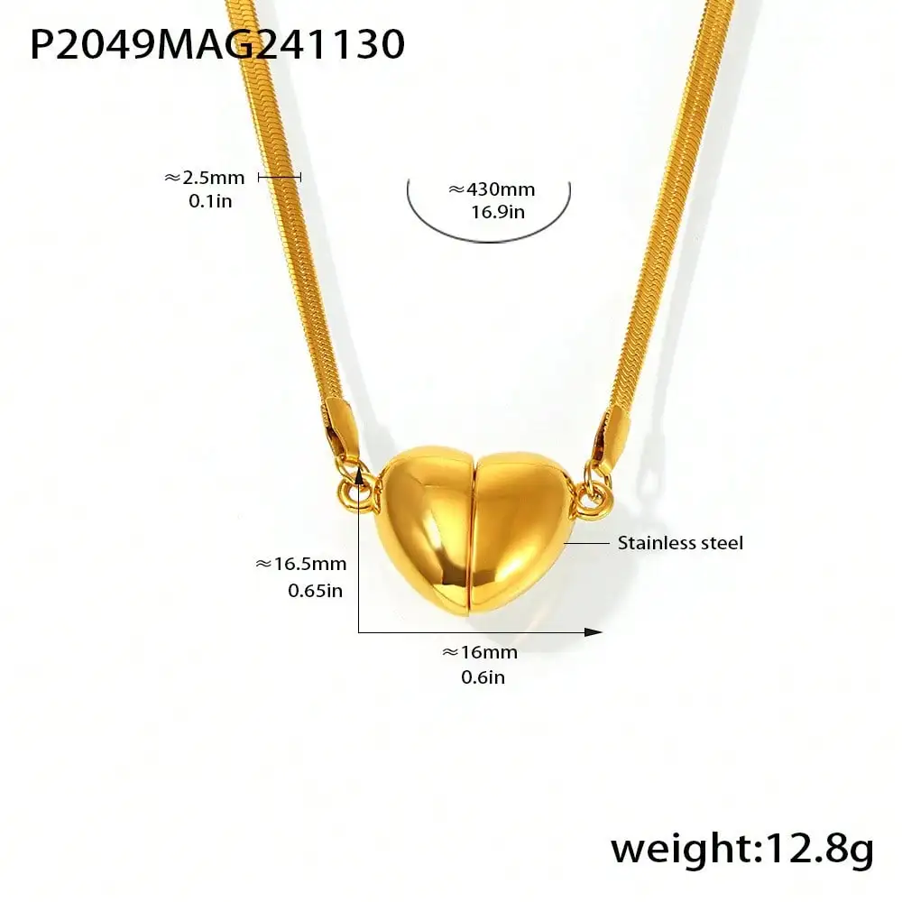 

Stainless Steel Sweet Heart-Shaped Strong Magnet Detachable Pendant Collarbone Necklace, Stylish Korean Accessory In Stock