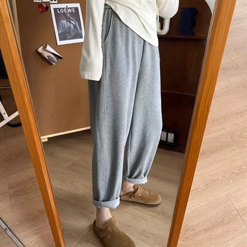 Harem Pants Women Spring Autumn Straight All-match Leisure Loose Sweatpants Simple High Elastic Waist Korean Style Students