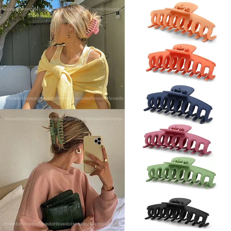 New Frosted Keel Shape Hair Clips Women Korean Simple Head Fixed Shark Clip Ponytail Fashion Hairpin Girls Hair Accessories