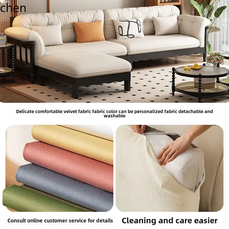 sf-1 fabric sofa living room small apartment three-person straight row medieval Nordic clouds full
