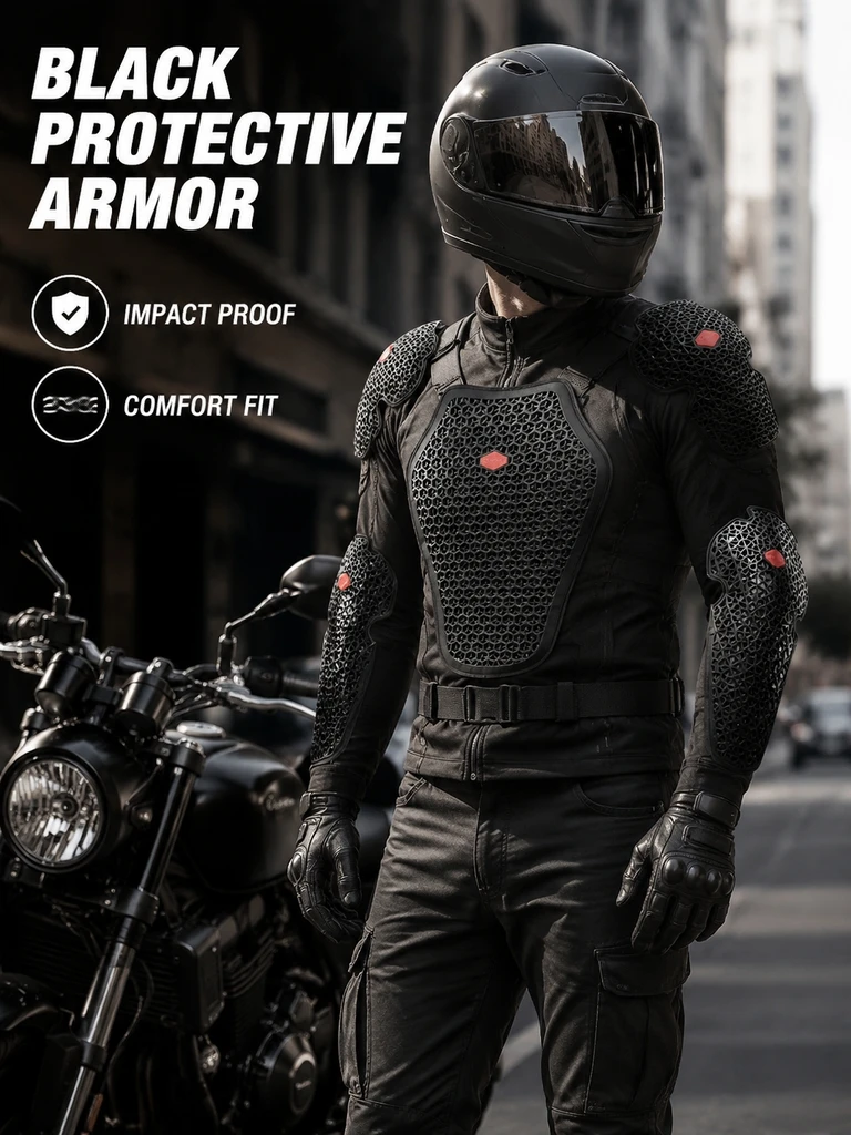 11Pcs Motorcycle Armor Set Expanded Nitrile Rubber Back Shoulder Elbow Chest Hip Knee Pads 3D Grid Breathable for Riding Gear