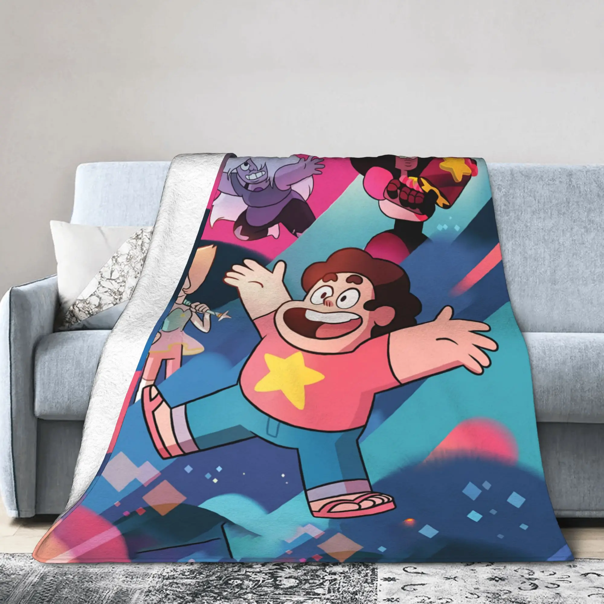 Cartoon Anime    Steven Universe  Blanket Cover Velvet  Super Warm Throw Blanket for Bedroom Sofa Bed Rug