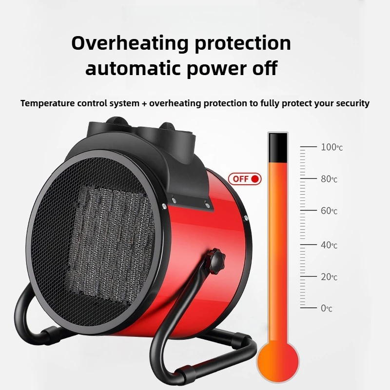 Electric Heating Fan 2000W Portable Space Heater Adjustable Thermostat 2 Heat Settings + Fan Mode Overheat & Tip-Over Protection image 6