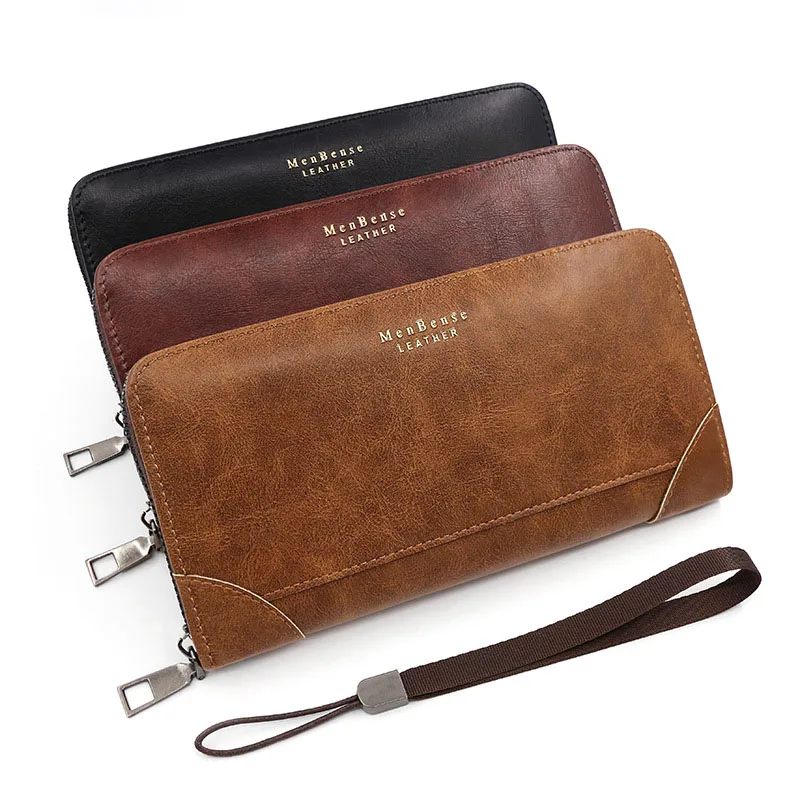 Men's Long Purse Men Wallets Zipper Closed Men Clutch Wallets Business Large Capacity High Quality Brand Male Purse Hasp