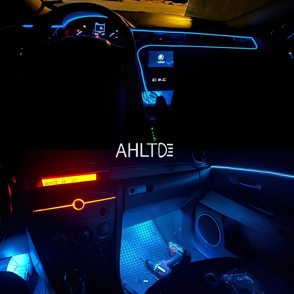 1m/2m/3m/5m interior do carro conduziu a lâmpada decorativa el fiação tira de néon para auto diy flexível luz ambiente usb festa atmosfera diodo