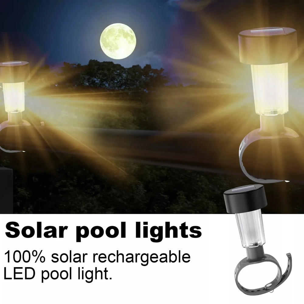 Luces LED solares impermeables para piscina, lámpara de decoración para valla de piscina, enmarcada sobre el suelo, 1/6 piezas